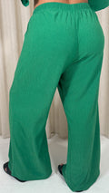 CurveWow Textured Wide Leg Trouser Green