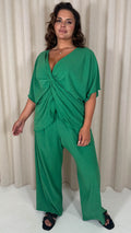 CurveWow Textured Twist Front Top Green