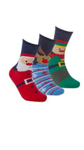 3 Pack Christmas Socks Red/Blue/Green