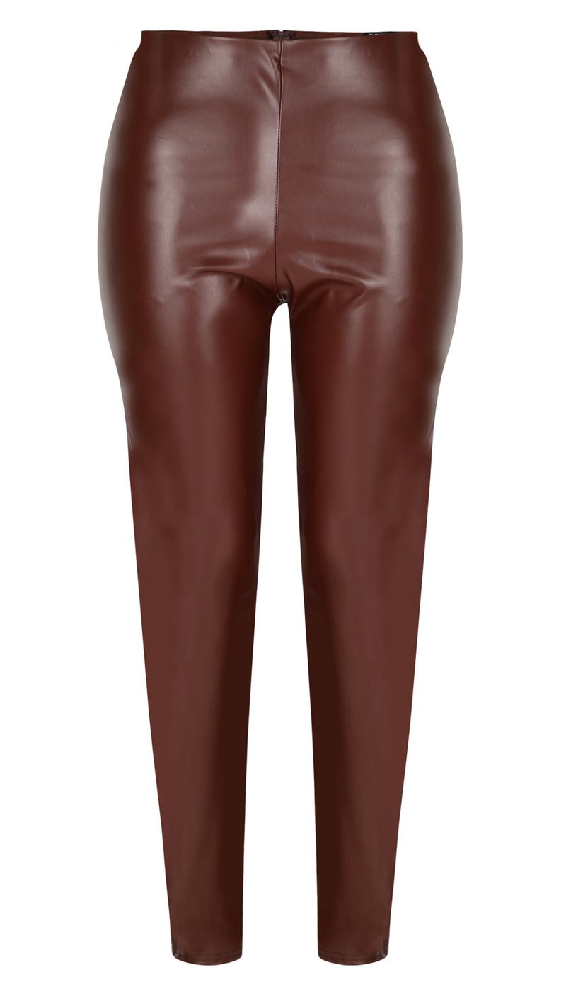 CurveWow PU Leggings Chocolate