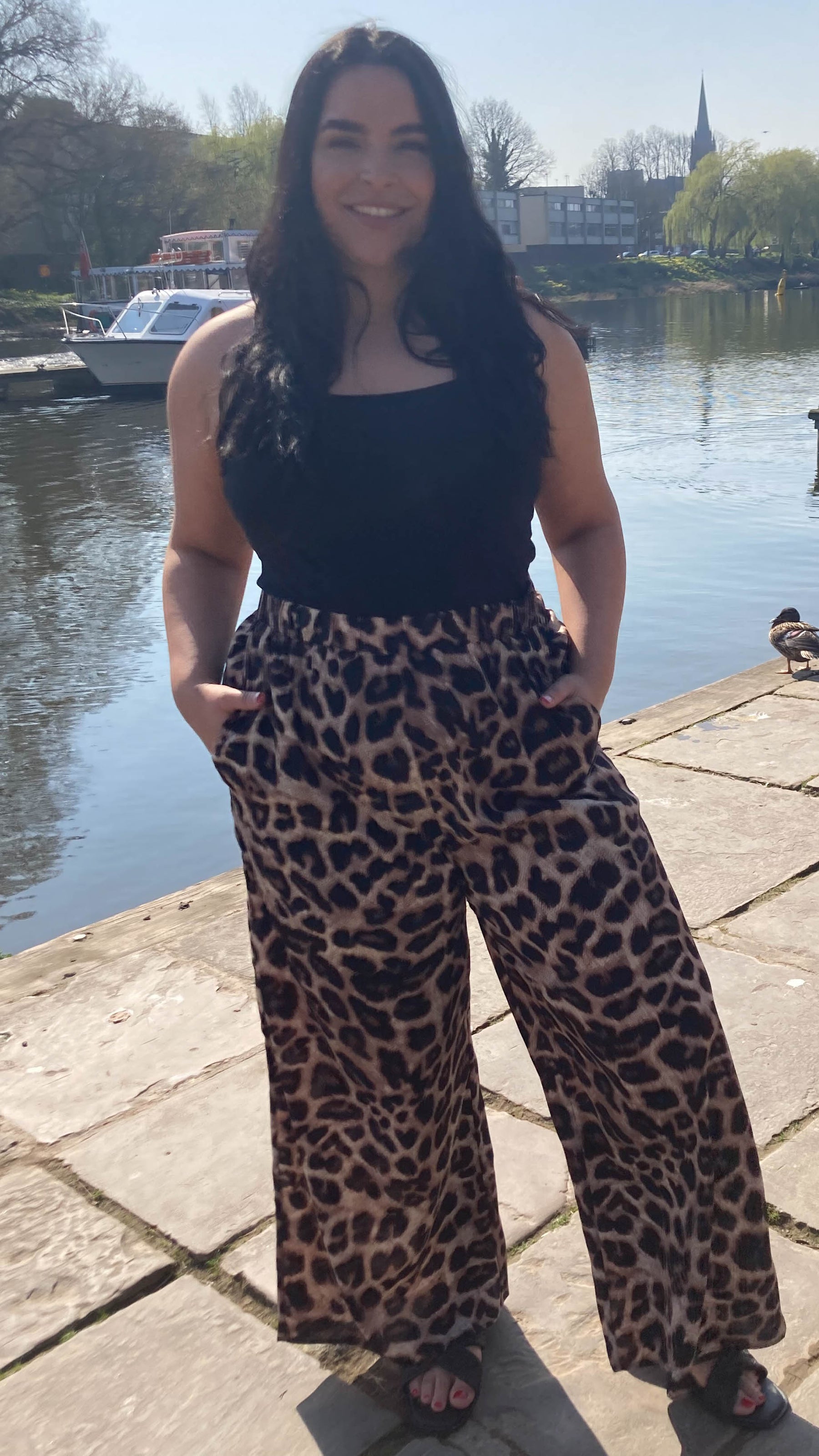 Womens Leopard Print Plisse Wide Leg Trousers  Boohoo UK