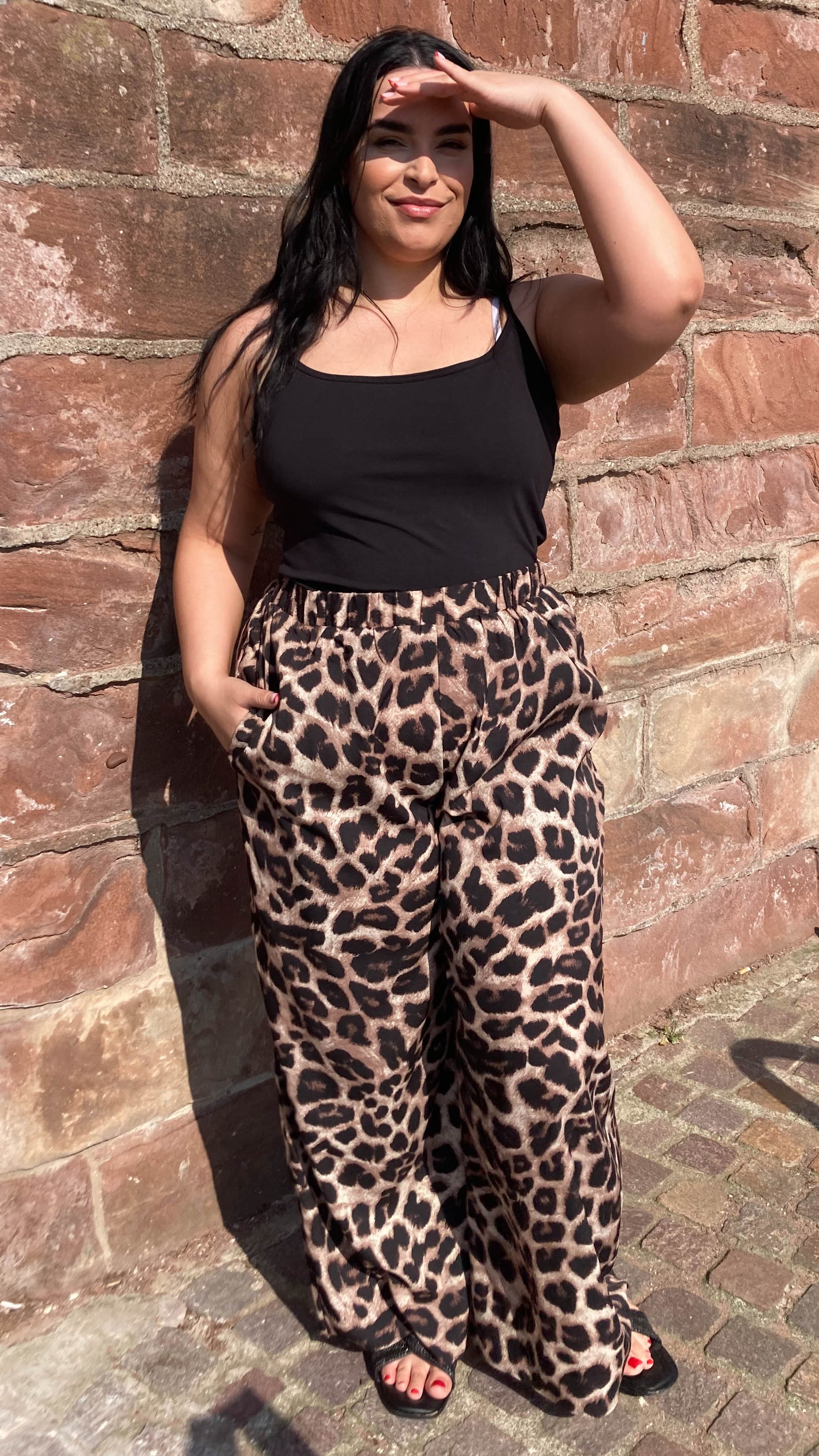 Womens High Waisted Leopard Print Wide Leg Trousers  Boohoo UK